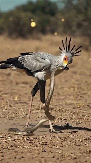 Secretary bird vs. snake #shorts #birds