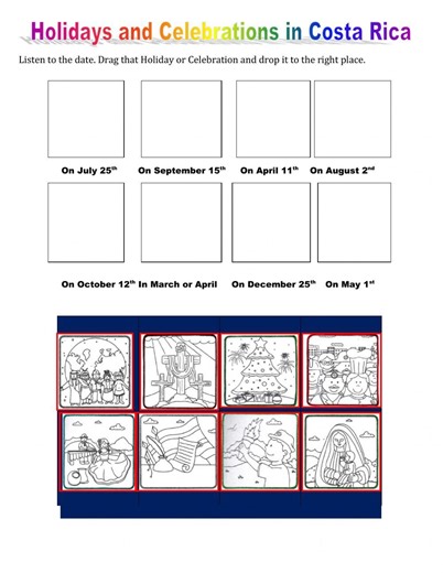 Holidays and Celebrations in Costa Rica online worksheet