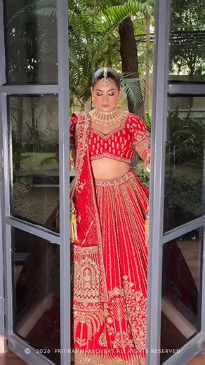 Priti Raj | Bridal Makeup Artist on Instagram: "First bridal model shoot ✨ A modern glam bride—where timeless elegance meets flawless artistry !! Bridal aesthetics. Best makeup artist Himachal • Luxury bridal makeup • Soft glam bride • Modern bridal look • Bridal transformation • Viral bridal reel • Luxury makeup artist • Una • Amb"