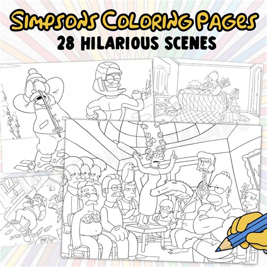 Simpsons 28 Hilarious Funny Scenes Coloring Pages Printable PDF PNG | Simpson Classic Moments Activity for Kids & Adults Digital Download - Etsy