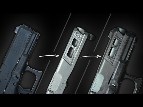 DIY VFC Glock 19 Gen5 slide with knurled-style serrations port cuts Cerakote finish and stippling