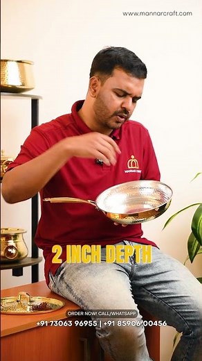 Handcrafted Brass Hammered Fry Pan with Lid | Traditional Tin-Coated Cookware | Mannar Craft