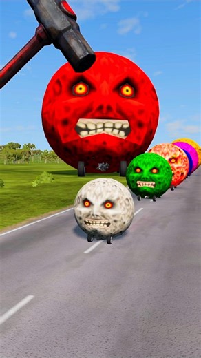 Colourful Moon Cars Vs Giant Hammer 😱 #6 | #beamngdrive #shorts #automobile