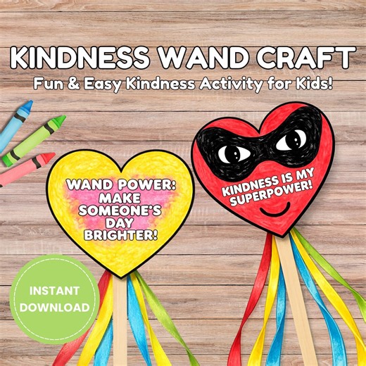 Kindness Wand Craft for Kids, Super Kid Heart Wand Printable, World Kindness Day Activity, Social Emotional Learning Project, Be Kind Craft - Etsy