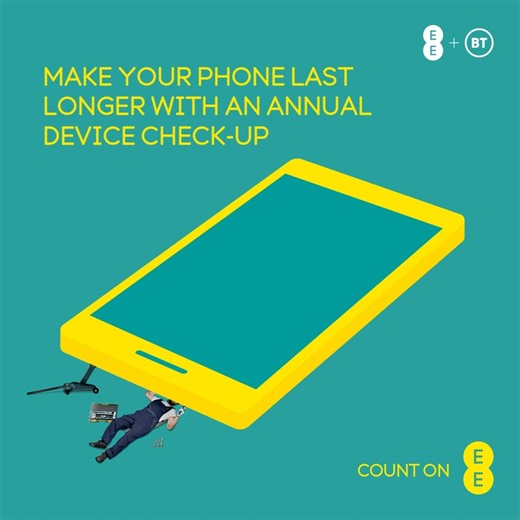 Count on EE to make your phone last longer. We know that feeling valued and getting great value go hand in hand. That's why, with EE, you can save big with discounts and value added inclusive benefits. Like an annual device check-up - just pop in store for a full diagnostics and battery check as well as a clean and polish so you can hold onto that new phone feeling for longer. It all helps you get better value, and it's all here on the UK’s best network. | EE
