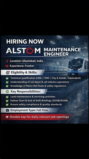 🚨 Alstom Recruitment 2026 | Maintenance Engineer | Freshers | Railway Jobs #shortsvideo #jobshorts