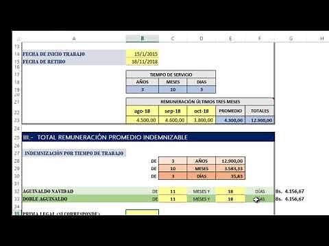 Severance Pay Calculation Format in Excel Bolivia