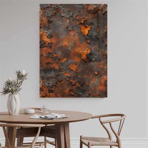 Industrial Wall Art | Rusted Metal Texture Canvas | Modern Loft Office Decor | Burnt Rust - Etsy