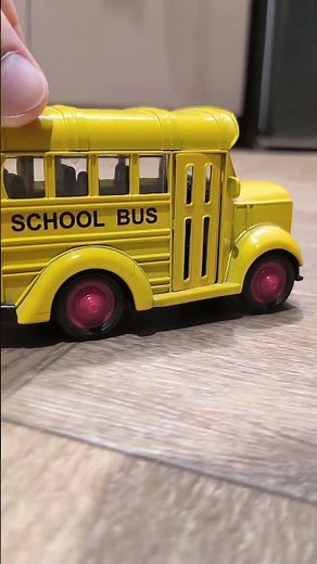 Pushing School Bus and Other Toy Cars by Hand