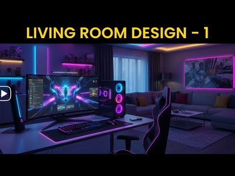 Complete Living Room Design with Computer Setup in SketchUp | PART 01