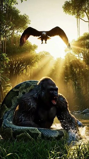 🦅 Eagle vs Python: The Gorilla’s Unbelievable Jungle Rescue | #Wildlife #AnimalRescue
