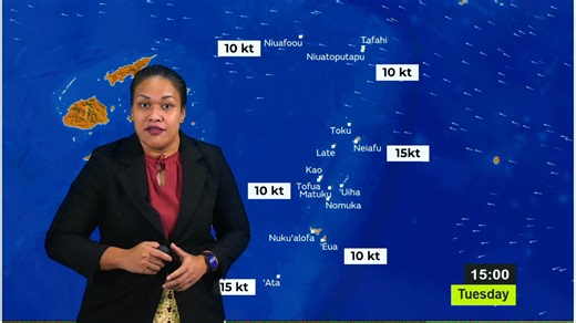 Monday 17th March 2025 evening weather forecast from Tonga Met Services. | Tonga Meteorological Services, Government of Tonga