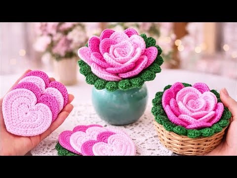 How to Crochet a Heart Coaster | Cute & Easy Beginner Pattern