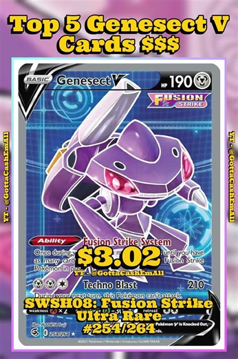 Top 5 RAREST Genesect V Pokémon Cards! (Most Valuable Genesect V Cards) #pokemon #top5 #tcg #pokémon