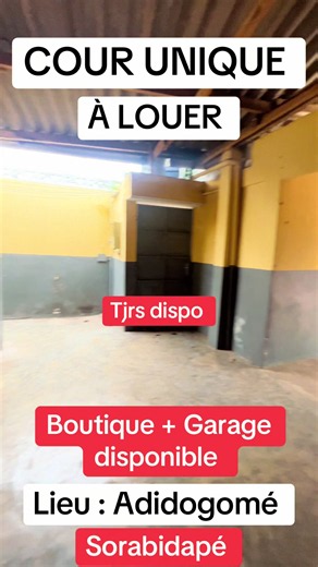 Cour unique à louer Adidogomé — Boutique Garage disponibles