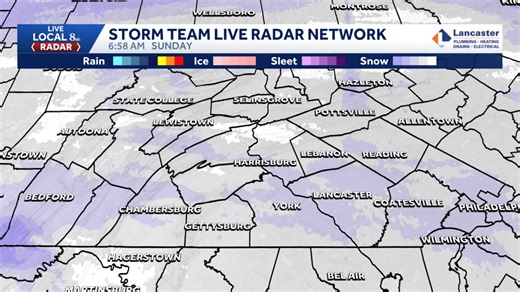 Storm Team Live Radar Network showing a band of heavy snow, indicated by the bright white color, is moving up from the south into our southern counties. It will continue to move north. 1 to 2" snowfall rates per hour are possible. #PAwx | WGAL News Channel 8 Susquehanna Valley, Pa.