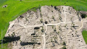 Tel Megiddo national park, Also known in Greek as Armageddon, A prophesied town for a battle during the end times, Aerial view.