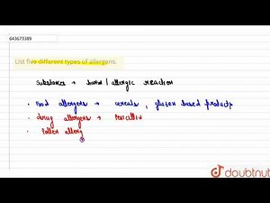 List five different types of allergens. | 7 | HEALTH AND HYGIENE: ALLERGY | BIOLOGY | ICSE | Dou...
