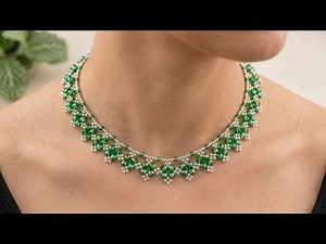 DIY Beads Necklace Design | Green Crystals & Silver Seed Bead Necklace Tutorial! #beading #jewelry