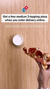 Peace, love, and a free pizza. ✌️🫶🍕 Get a medium 2-topping pizza FREE when you order Domino’s delivery online. | Domino's Pizza