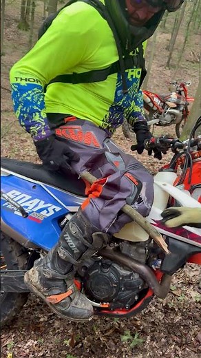 Off-Road Motorcyclist Snagged by Tree Branch