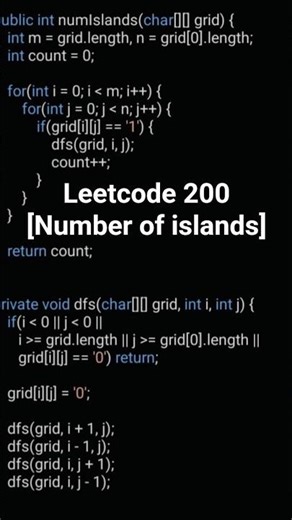 Leetcode 200 [ Number of islands] #ytshorts #youtubeshorts #shorts