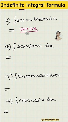 Indefinite integral formula part 3 || Class 12 #shorts #calculus #integration