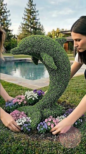 Dolphin Topiary Makeover 🐬🌿 Perfect for Any Garden