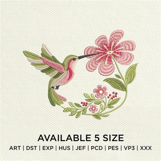 Hummingbird Floral Embroidery Design, Botanical Wreath, Spring Garden Shirt Decor (digital Files) - Etsy