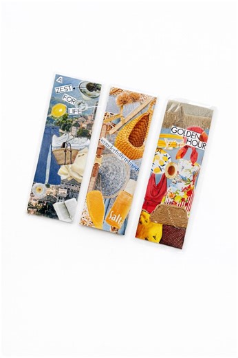 Set of 3 Handmade Collage Bookmarks | Laminated Art Bookmarks | Gift for Readers - Etsy