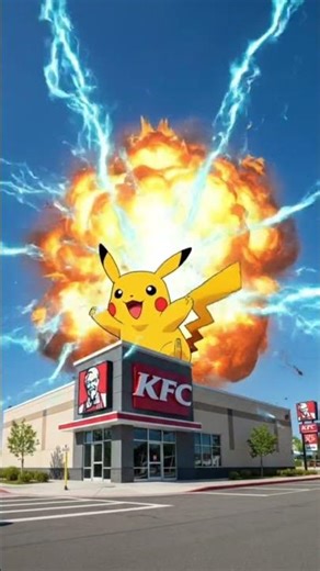 pikachu explodes the kfc with thunder shock