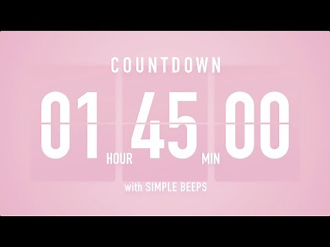 1 Hour 45 Minute Countdown Timer 🌸 Flip Clock with Simple Beeps 🔔