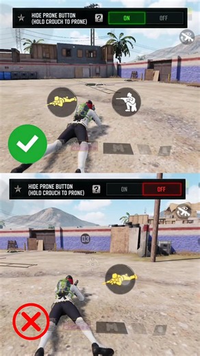 HIDE PRONE BUTTON (HOLD CROUCH TO PRONE) On vs Off | COD Mobile