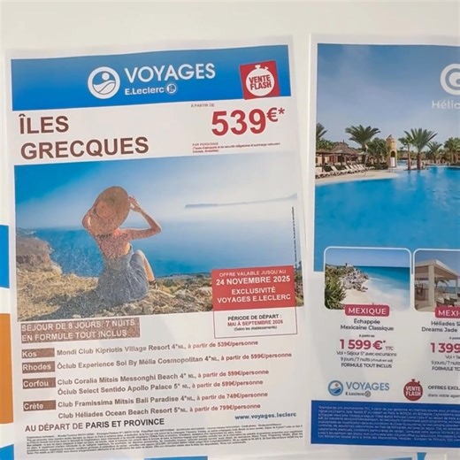 ✈️ 𝗩𝗢𝗨𝗦 𝗔𝗨𝗦𝗦𝗜, 𝗣𝗔𝗥𝗧𝗘𝗭 ✈️ Envie d'évasion ? 🏖️ Découvrez 𝗻𝗼𝘀 𝗼𝗳𝗳𝗿𝗲𝘀 𝗱𝘂 𝗺𝗼𝗺𝗲𝗻𝘁 ! 😎 #voyage #leclercvoyages #vacances * 𝘷𝘰𝘪𝘳 𝘤𝘰𝘯𝘥𝘪𝘵𝘪𝘰𝘯𝘴 𝘦𝘯 𝘮𝘢𝘨𝘢𝘴𝘪𝘯 | E.Leclerc Fameck