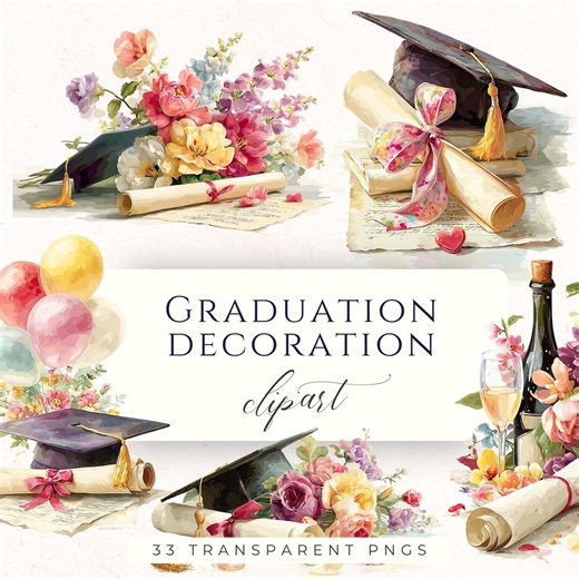 Graduation Decoration Clipart PNG, Class of 2026 Graphics for Graduation Invitations, Party Decor and Scrapbooking - Etsy