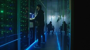 Two hackers escaping from data center - Free Stock Video