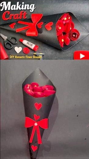 DIY Romantic Flower Bouquet 🌹 | Easy Paper Rose Bouquet Making at Home | Valentine Special Craft