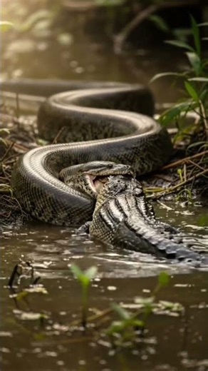alligator swallowing am anaconda from inside #$_&-6
