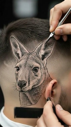 Inredible Kangaroo Face Haircut Hyper-Realistic Barber Art Transformation #haircare #hairstyle #hair