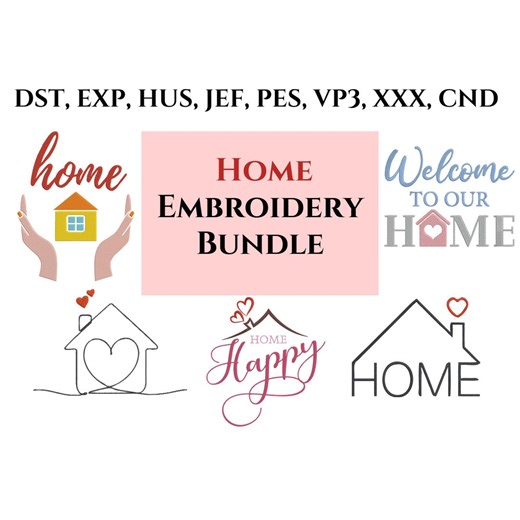 Home Embroidery Design Bundle - 5 House Machine Embroidery Designs, Instant Download - Etsy