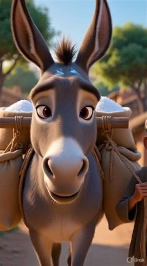 Poor Donkey Carrying Heavy Salt… But Wait! 👀 #kidsanimation #animation #panchatantrastories #kids