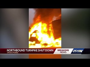 Vehicle fire closes northbound lanes of the Turnpike in Okeechobee County