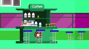 Download A cartoon illustration of a coffee shop for free