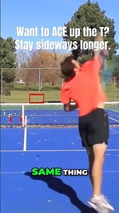 Ace up the T starts with staying sideways longer,.#TennisServe #ServeTechnique #TennisCoaching