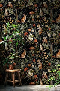 Dark Fairy Forest Wallpaper: Whimsical Mushroom Mural (peel and Stick) - Etsy