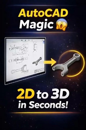 AutoCAD 2D to 3D Tutorial 🔥 Easy Trick for Beginners || #shorts #connectingrod #howto #tutorial