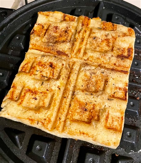 I finally tried making those TikTok trendy tofu waffles, and now I'm hooked!