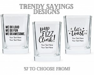 Custom Party Square Shot Glasses - 57 Designs to Choose From - Personalized Shot Glass - Bachelorette - Wedding - Birthday - Anniversary - Etsy