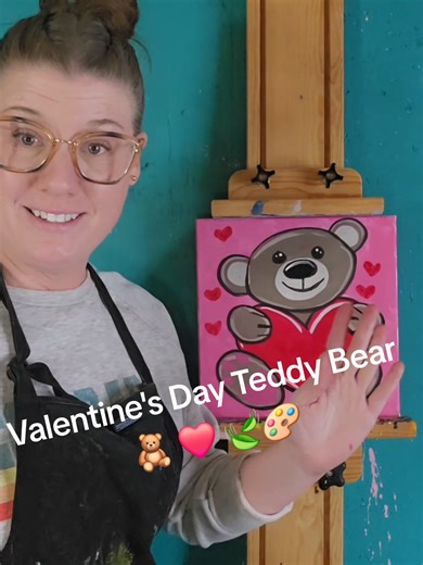 Tiktok has been down, but if you're seeing this, it's finally working! Paint this cute and easy Valentine's Day Teddy Bear with me! 🎨🍃❤️🧸 #valentinesday #cute #teddybear #paintingtutorial #diy
