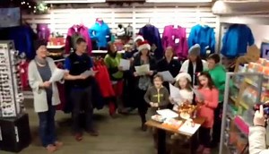 The live Keswick Out of School Club entertaining us at the 22nd Keswick Live Advent window | Visit Keswick the Lake District